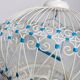 Oriental bird cage 1960 hand-painted wood and metal