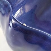 Large vintage soup tureen in glazed ultramarine ceramic