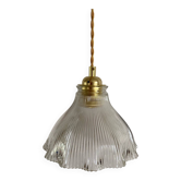 Vintage glass holophane pendant light