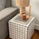 Table d'appoint cube Lulu carrelage mosaïque blanc joint noir  bout de canapé