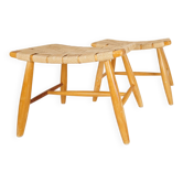 Pair of Swedish stools from the 1960s in lacquered birch, mid-century style.