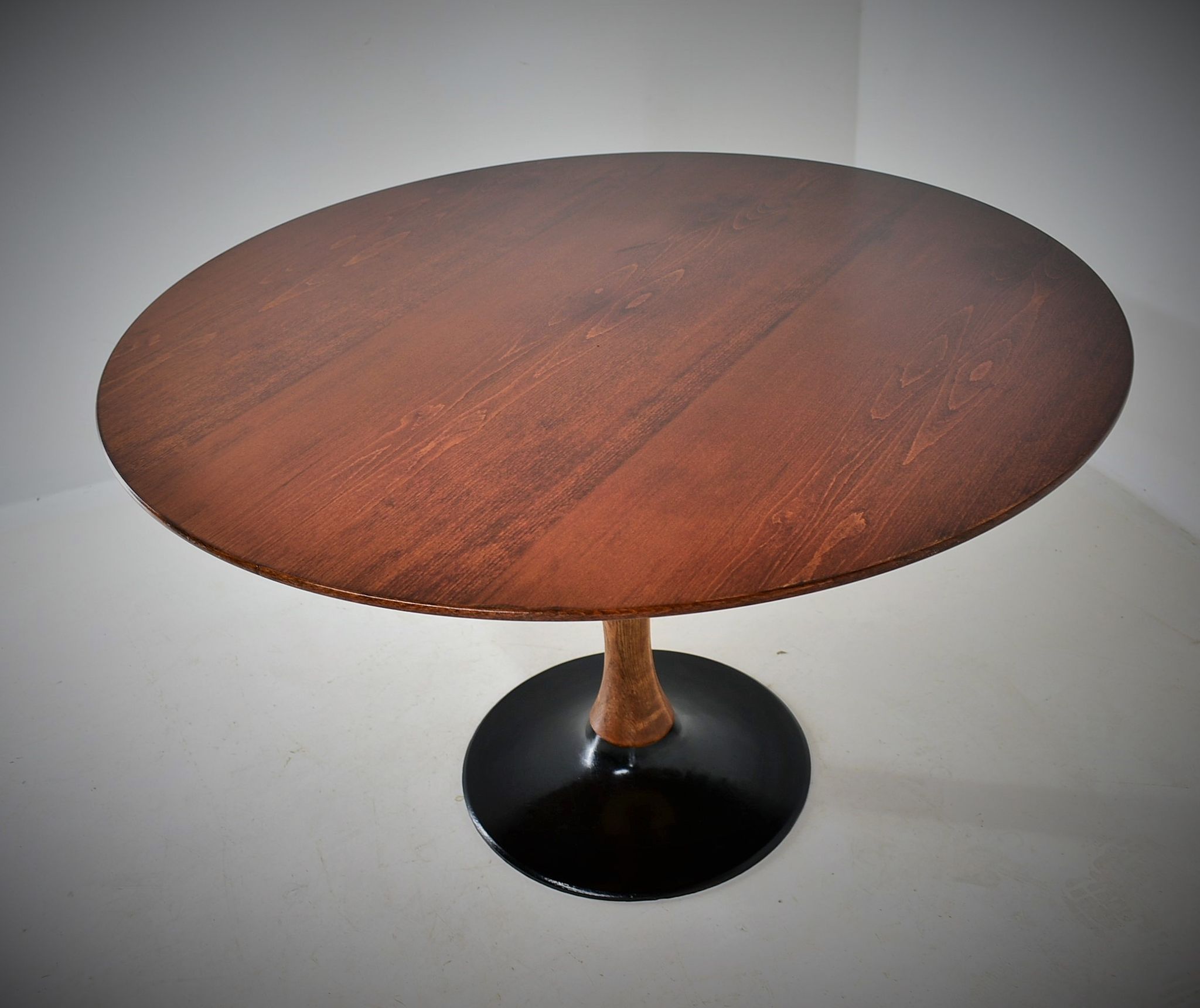 1969s beech round dining table, Czechoslovakia