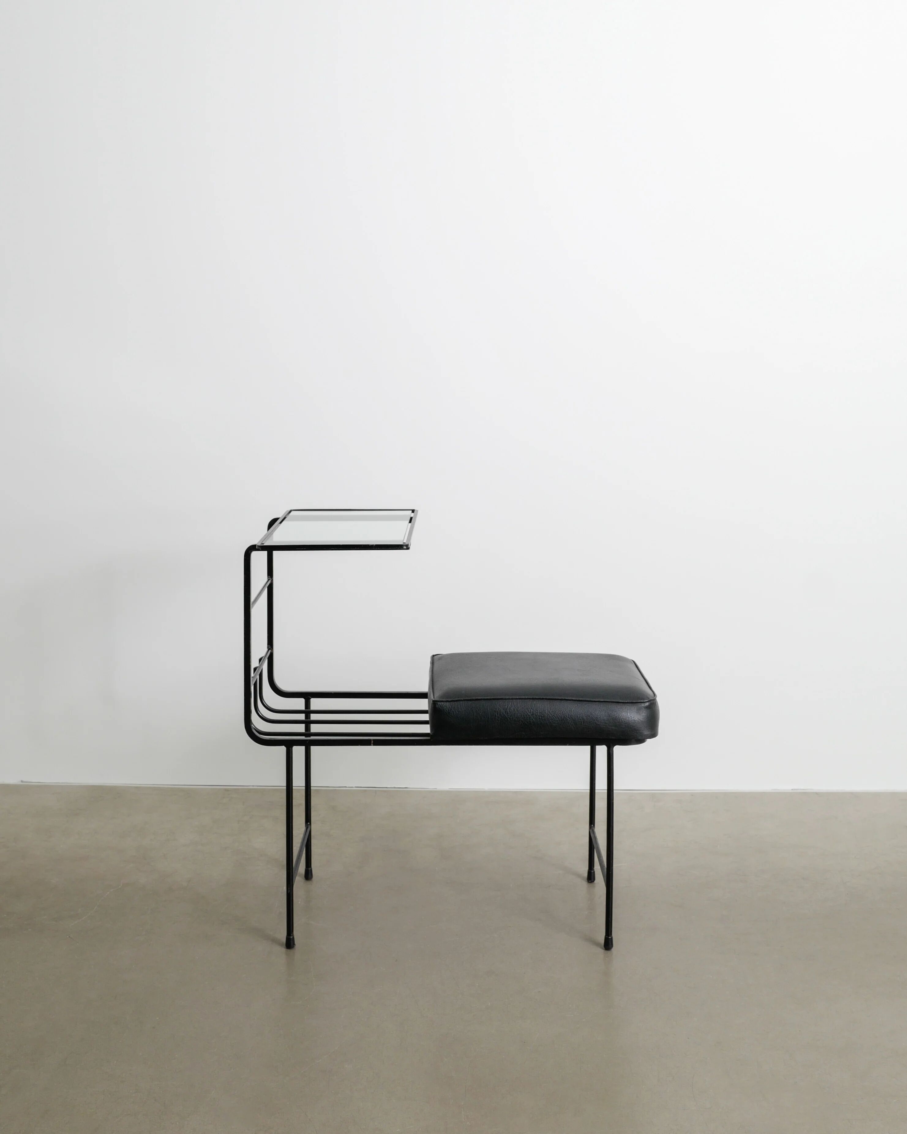 Black French Mid CenturyConsole Bench Table by Mathieu Matégot , 1950s