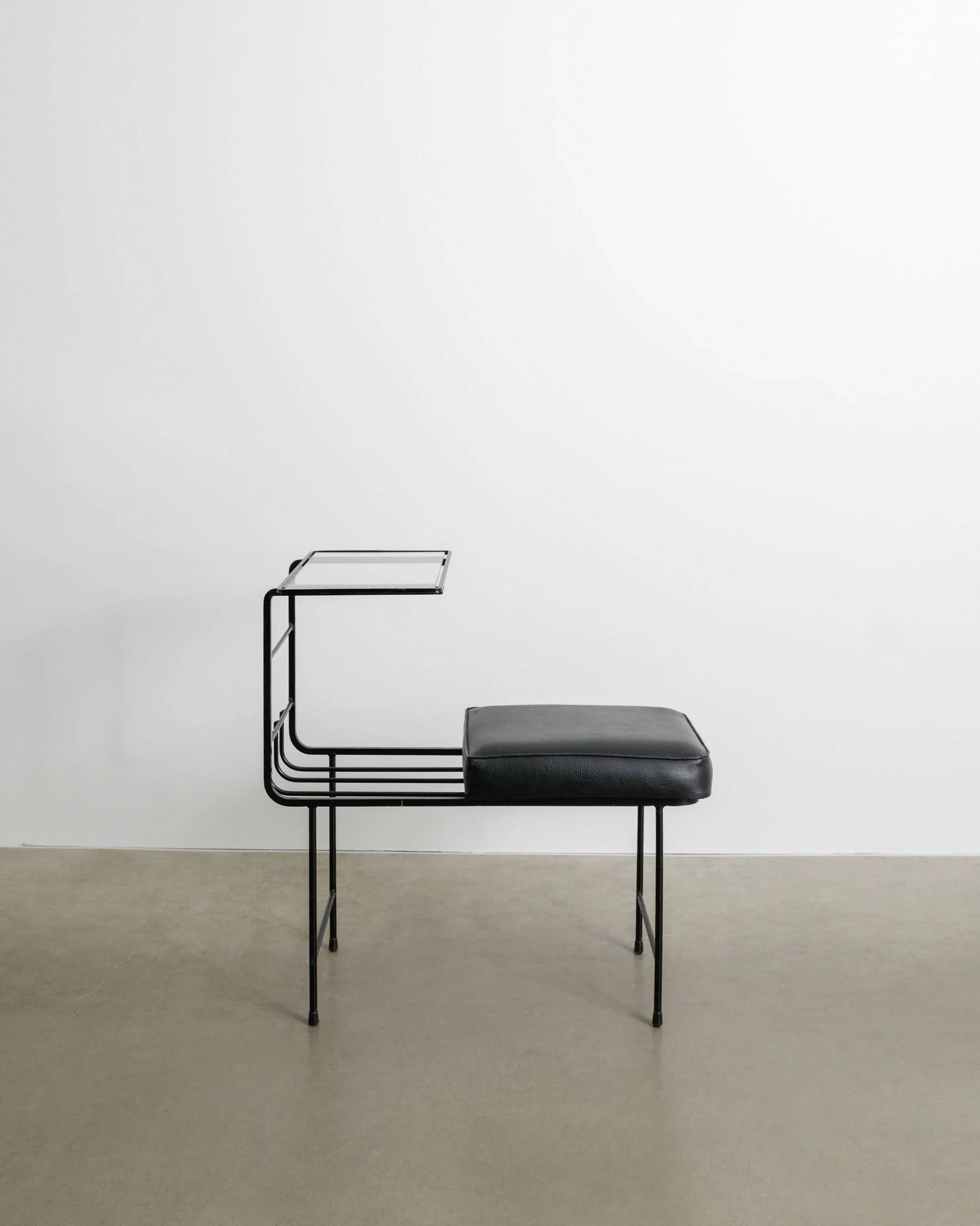 Black French Mid CenturyConsole Bench Table by Mathieu Matégot , 1950s