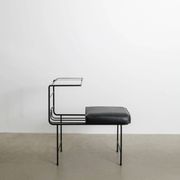 Black French Mid CenturyConsole Bench Table by Mathieu Matégot , 1950s