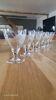 6 small vintage engraved glass stemware