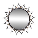 Wall mirror sun in wrought iron with heart pattern - 1960s