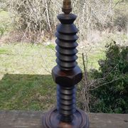 Lampe bois tourné art déco