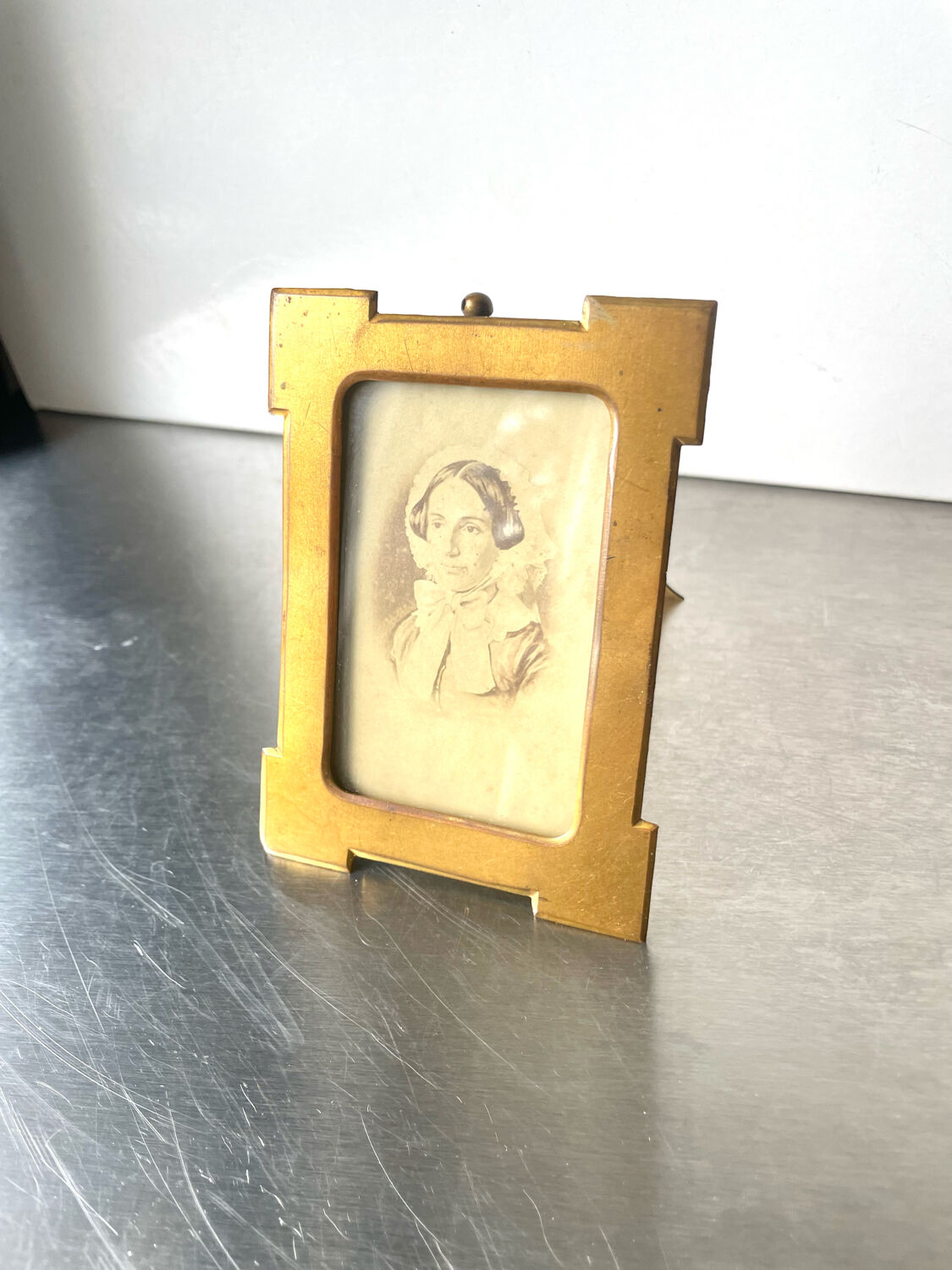 Antique  Metal Photo Frame gold colored brass  frame