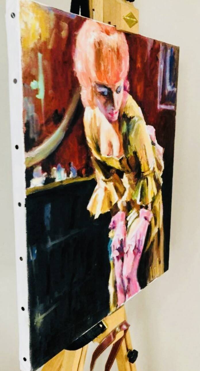 Tableau "Woman of Joy" oil on canvas signed Valentin SKRIBINS