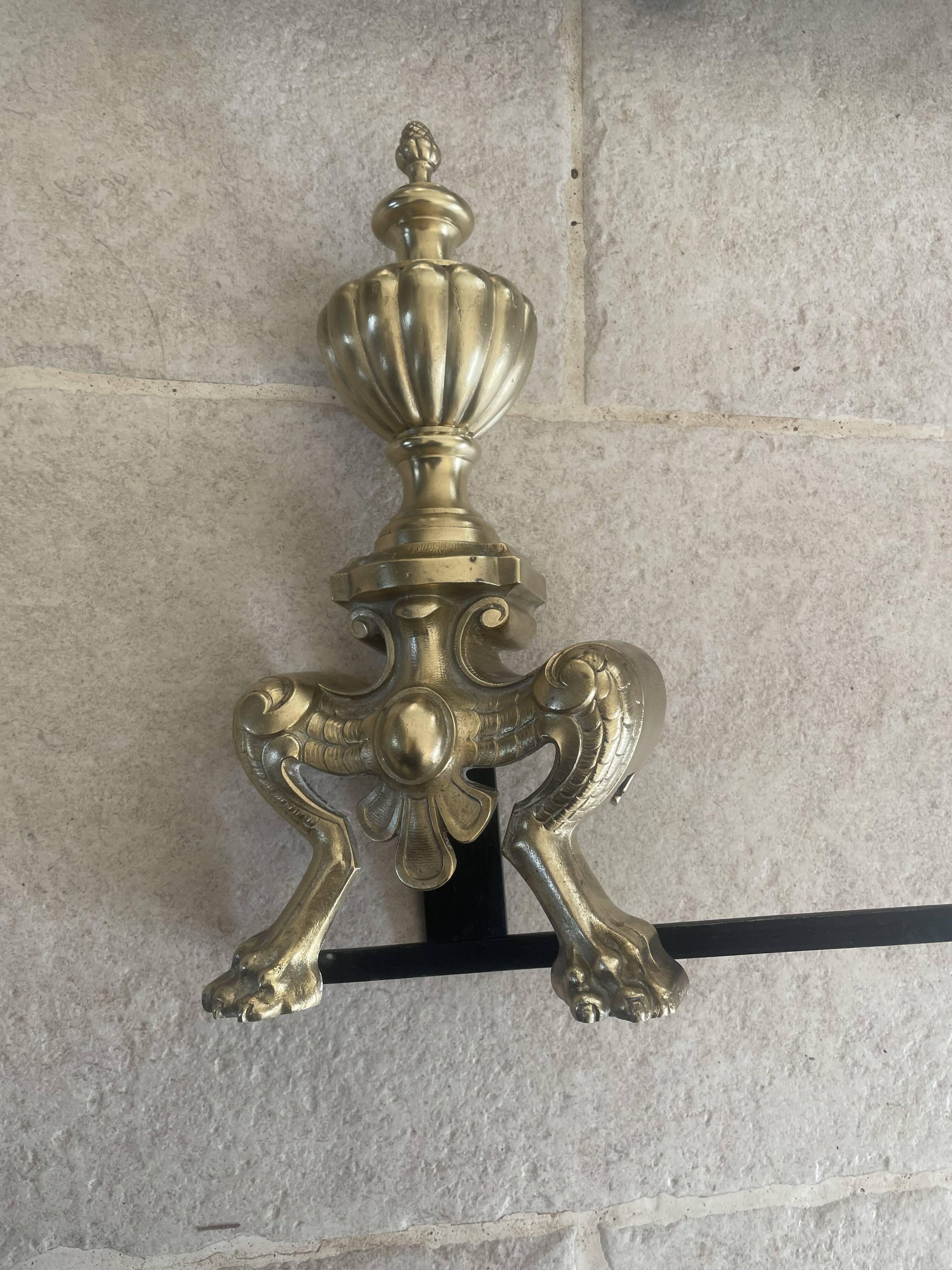 19th-century brass fireplace threshold bar