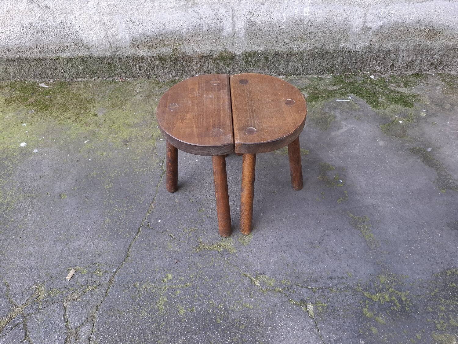2 vintage tripod stools
