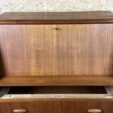 60s 70s teak secretary chest of drawers Danish Modern by Dyrlund Denmark