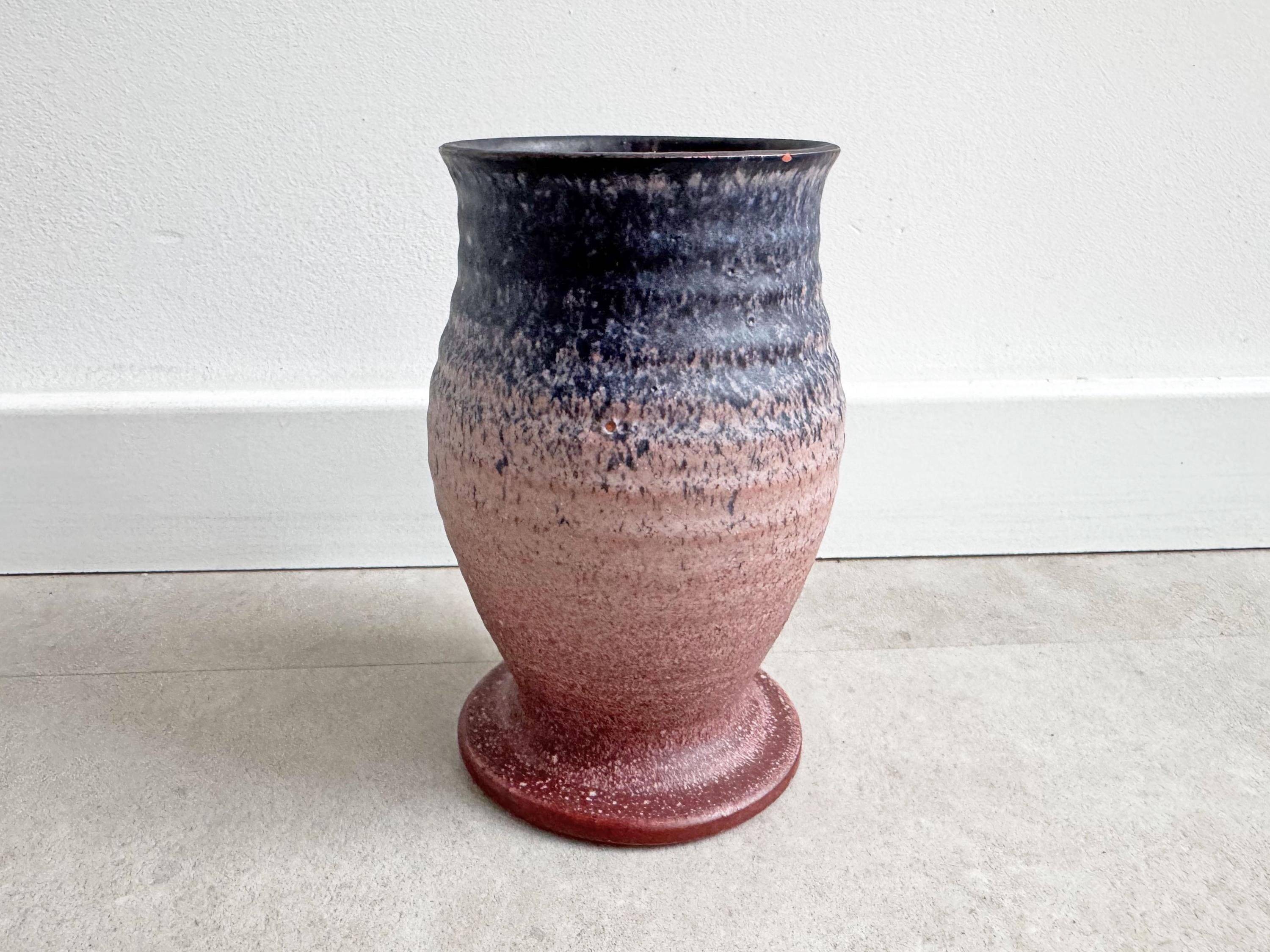Vintage blue and pink ceramic vase