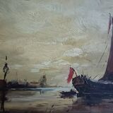 Old painting, signed seascape, late 19th century