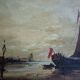 Tableau ancien, marine signée, fin XIXEME