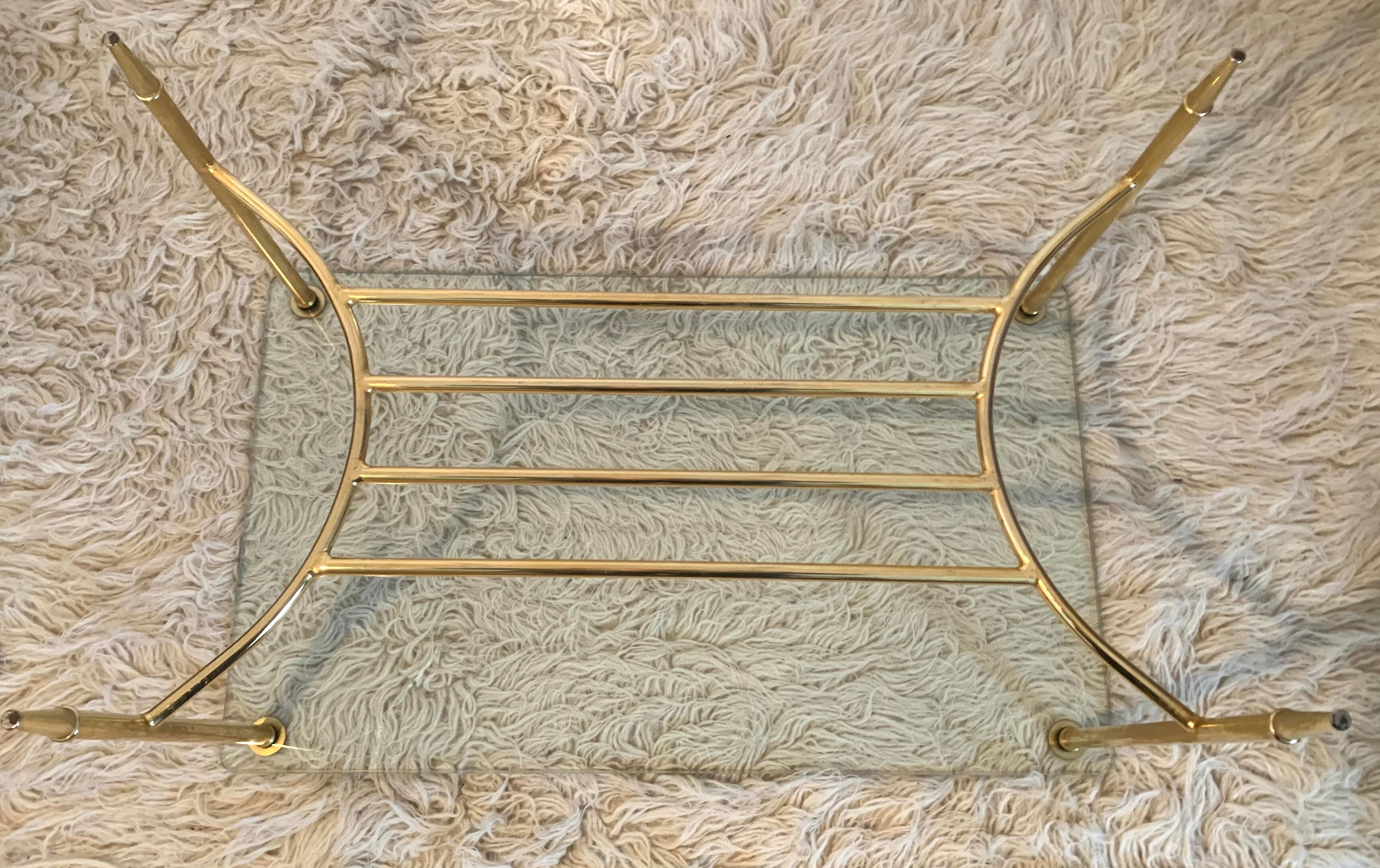 Table coffee glass and gold metal 1980