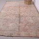 Tapis marocain vintage pâle 197 x 306 cm, tapis en laine berbère, tapis fait main boho