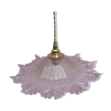 Vintage flower pendant lamp in pink glass