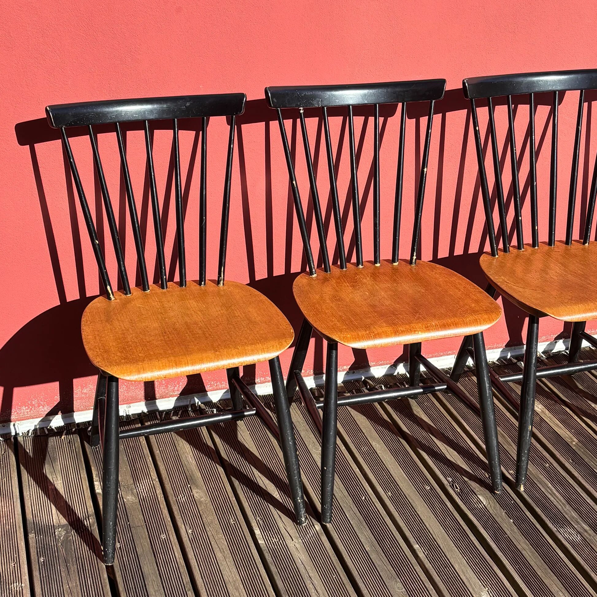 Set of 4 chairs by Sven-Erik Fryklund for Hagafors, Sweden, 1960s.