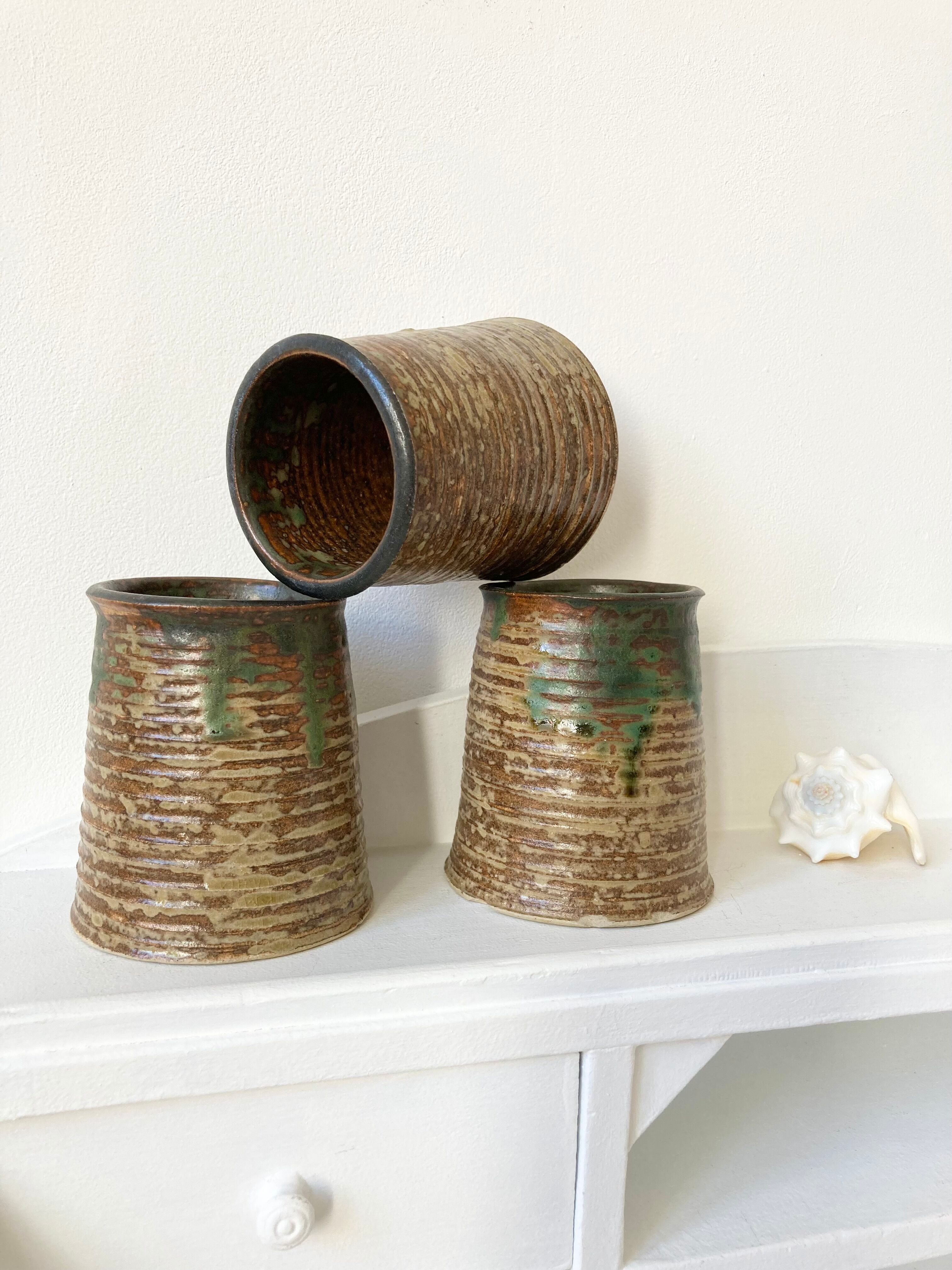 Set 6 cups cups vintage pyrite stoneware
