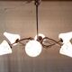 Lustre 6 feux moderniste en laiton doré - années 50/60