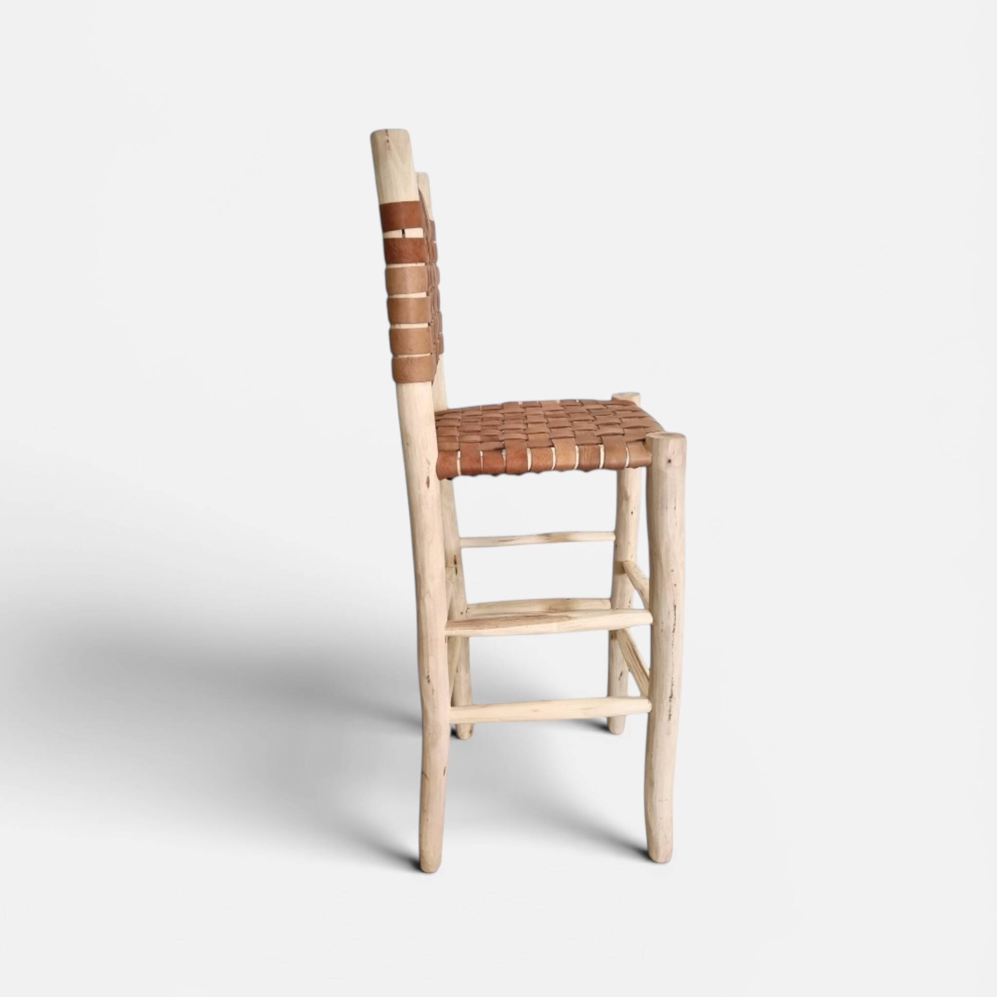 Natural leather bar stool