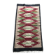 Mid-Century red textile rug - 1940s geometric pattern, 62x119 cm