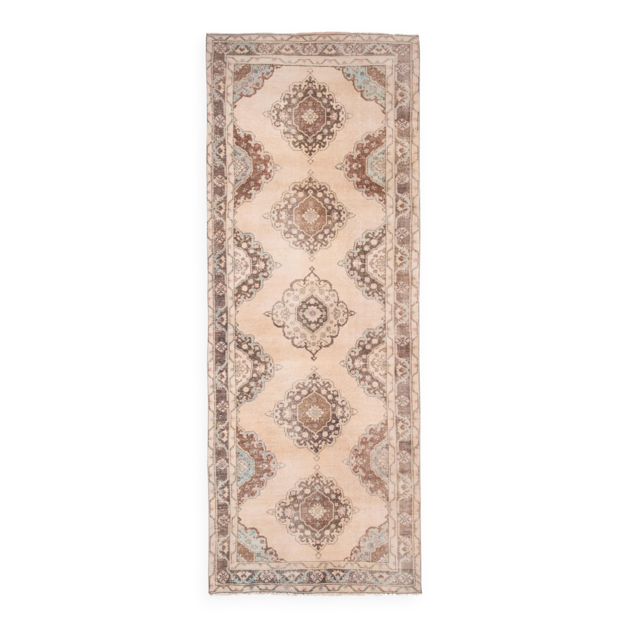 Vintage Turkish hallway rug 137x364 cm