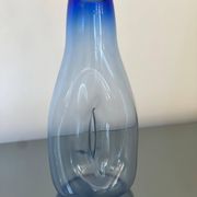 Beautiful Vintage Murano Modern Vase, Blue and Clear Glass, 1970's