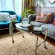 Chrome and smoked glass coffee table on wheels 1970