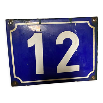 Old enamelled plaque number 12