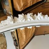 Miroir blanc ancien sculptés de roses bois