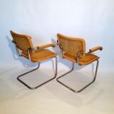 Pair of B64 chairs in leather crust by Marcel Breuer