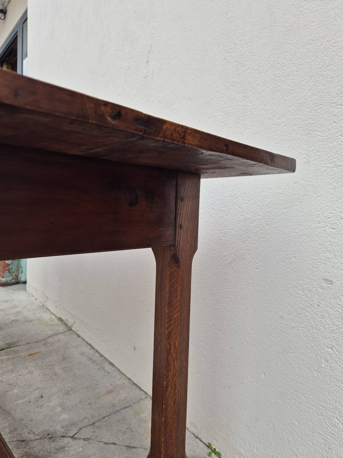 19th century solid walnut Burgundy farmhouse table with two drawers - 1m82