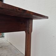 Table de Ferme bourguignonne à entretoise en noyer massif 19éme deux tiroirs-1m82