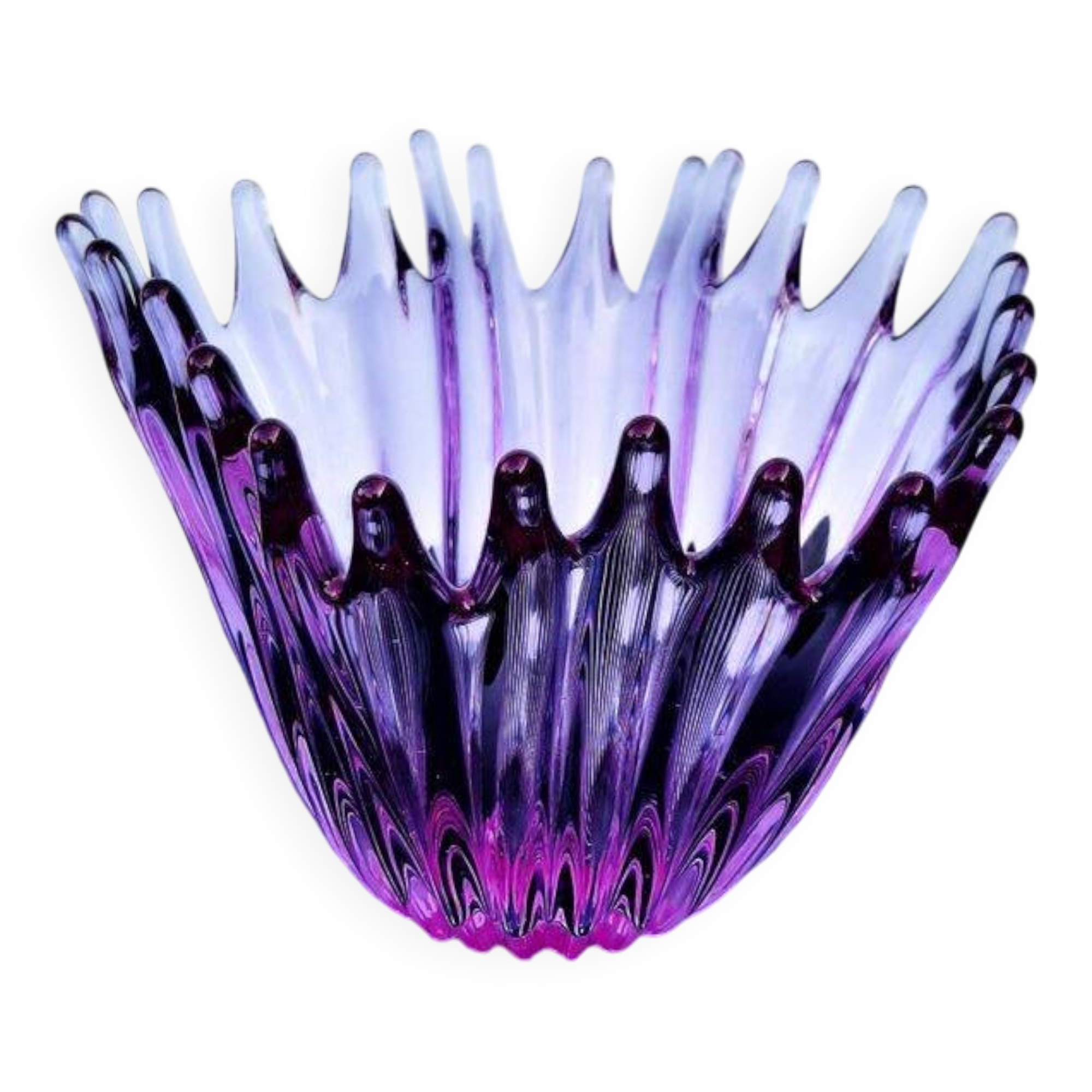 Vase - Large Purple Crystal Cup • Vintage • Cristallerie de Bayel • 1950