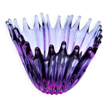 Vase - Large Purple Crystal Cup • Vintage • Cristallerie de Bayel • 1950