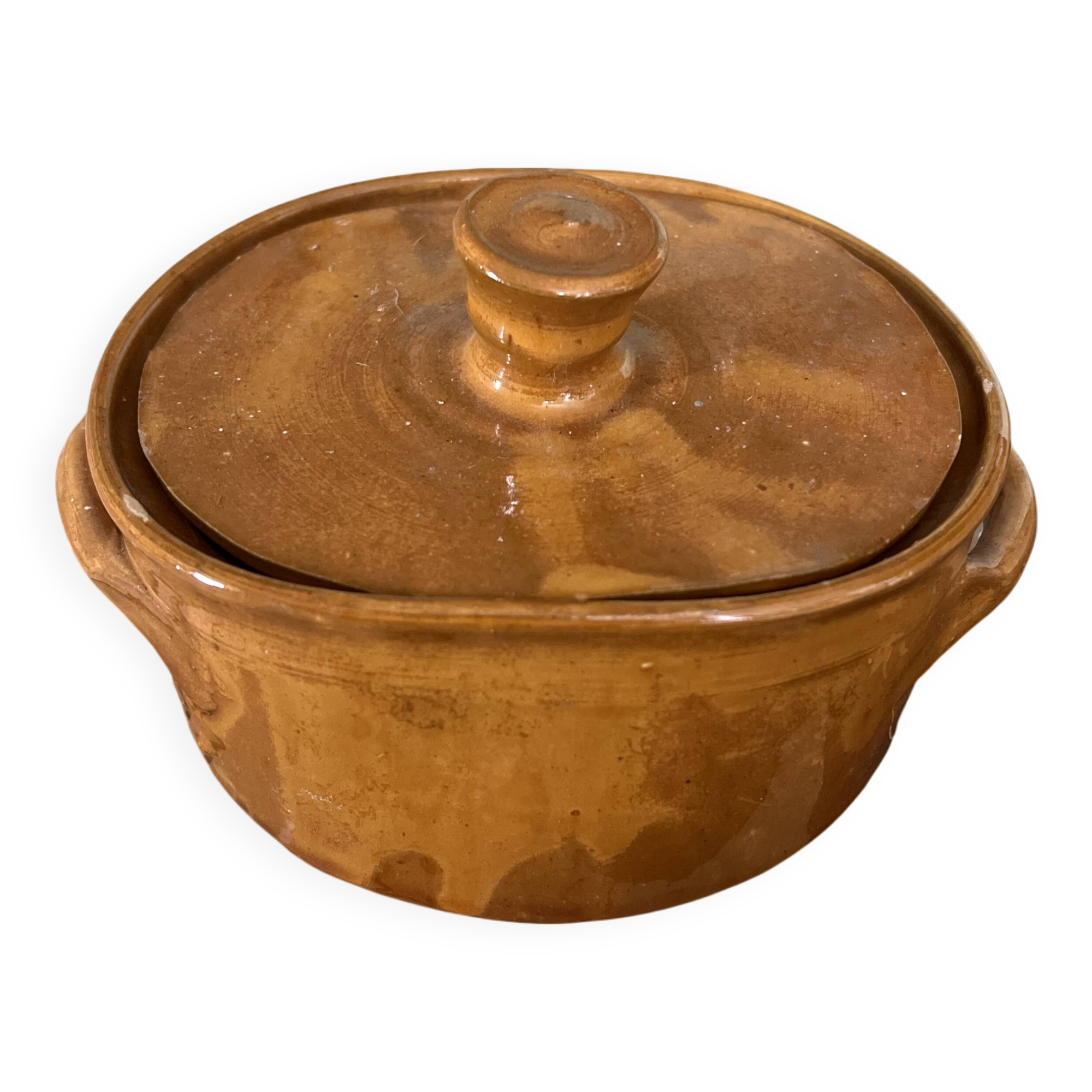 Small enamelled terracotta pot