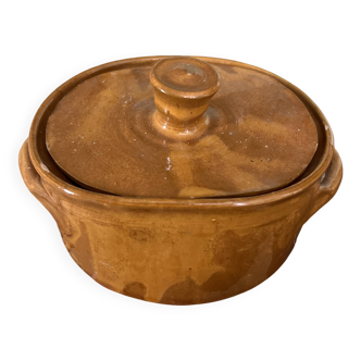 Small enamelled terracotta pot
