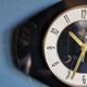 Vintage formica clock silent wall clock "Junghans golden black"