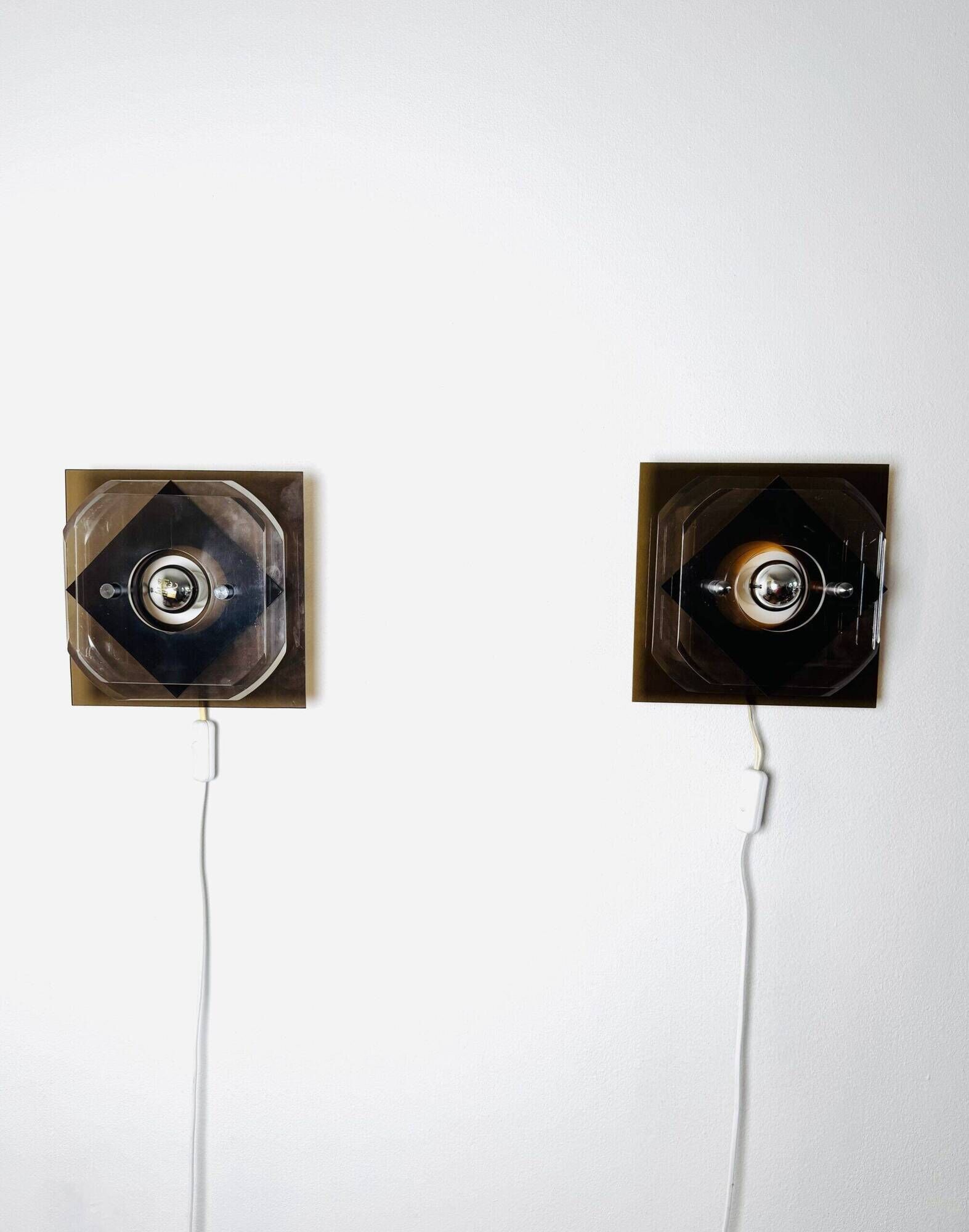 Geometric Space Age Wall Lamps In Layered Plexiglass By Herda Verlichting, The Netherlands 1970S