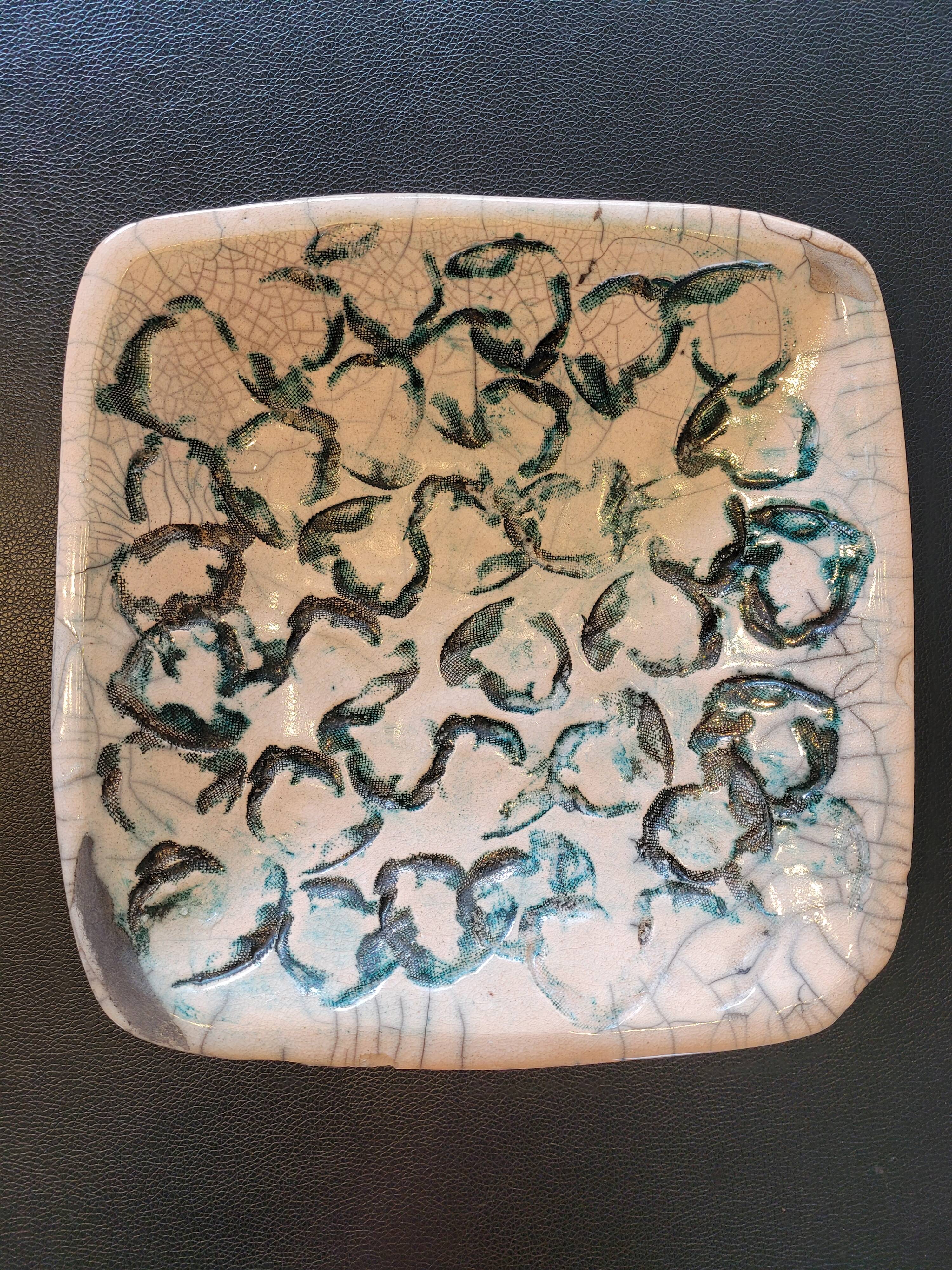 Japanese square dish in Raku