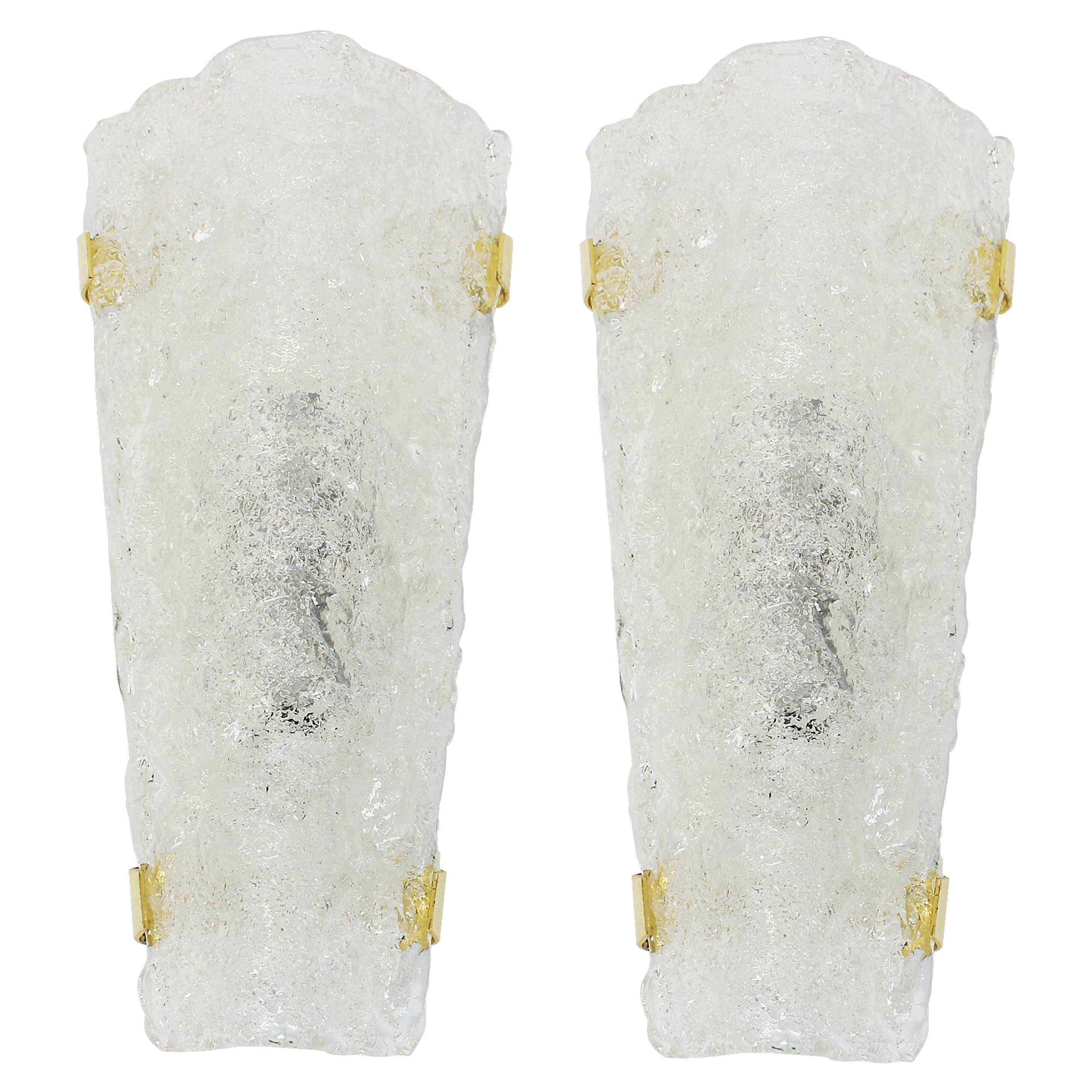 Angular glass wall sconces by Hillebrand, Germany, 1960s.