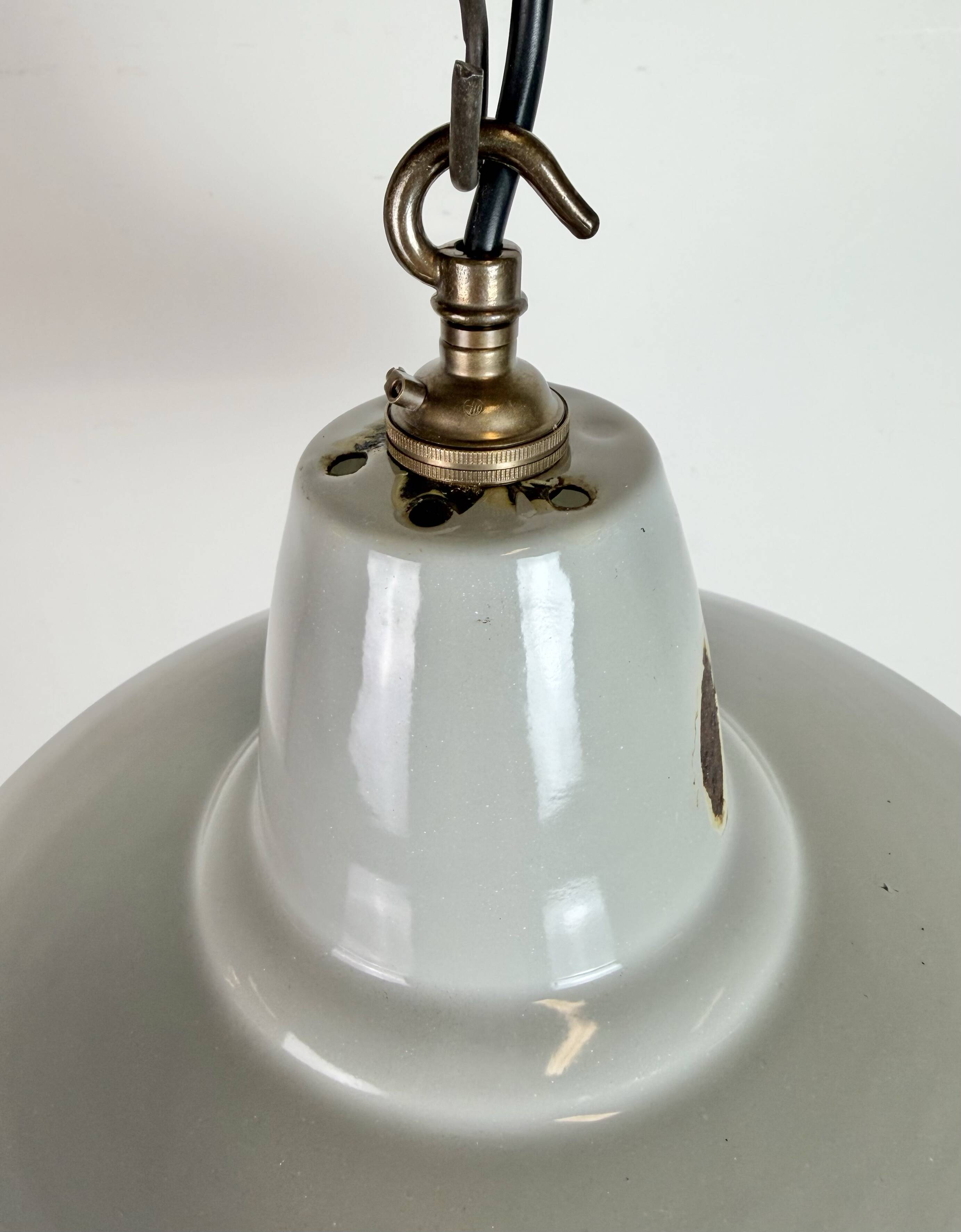 Industrial Grey Enamel Factory Pendant Lamp from Thorlux, 1960s