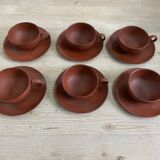 Lot de 6 tasses et soucoupes japonaises en terre cuite