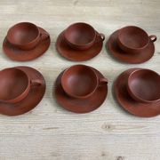 Set of 6 Cups and Japanese Terracotta Saucers