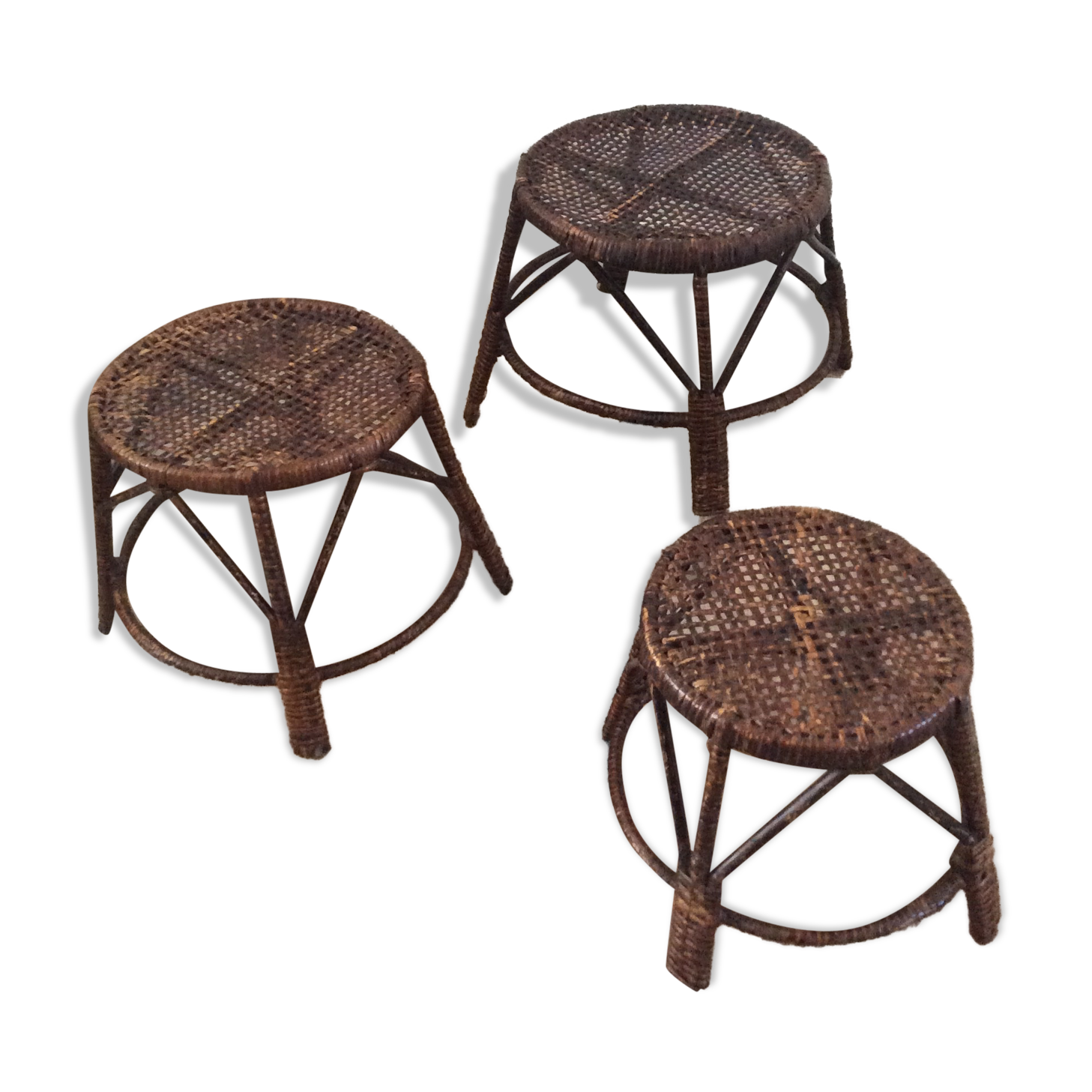 1960s plant holders series in rattan