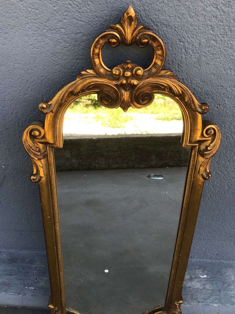 Rock mirror wood and gilded stucco circa 1950 33x78cm
