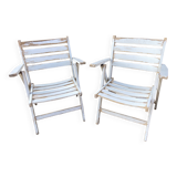 duo of folding garden armchairs brasserie cafe terrace Brasserie